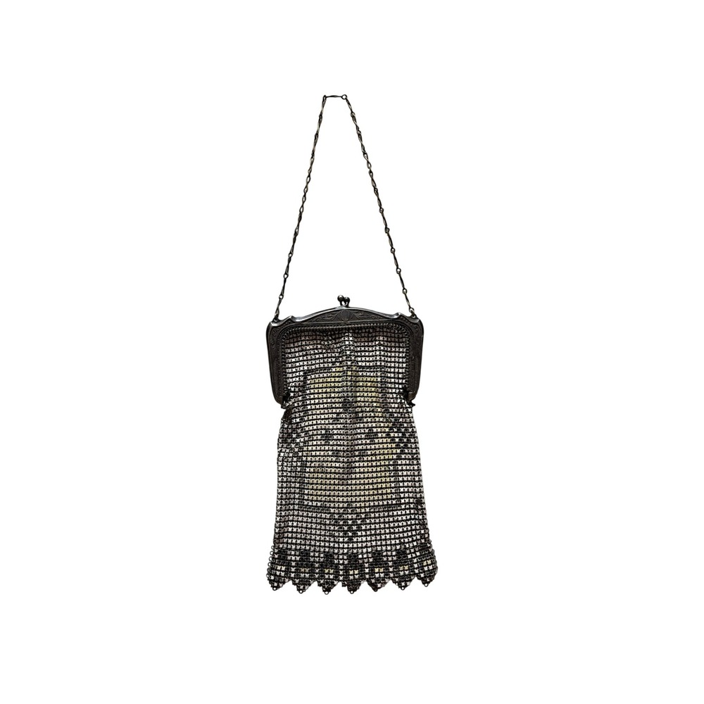 Mesh Bag Antique Art Deco Whiting and Davis Women Small Silver Mesh Purse